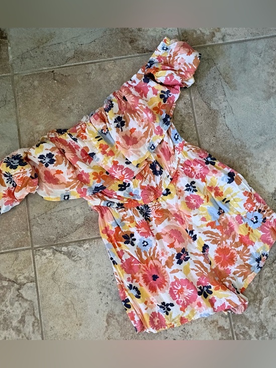 Roxy Pants - Roxy Another Day Printed Romper Off Shoulder Floral Medium Boho Pink Tropical